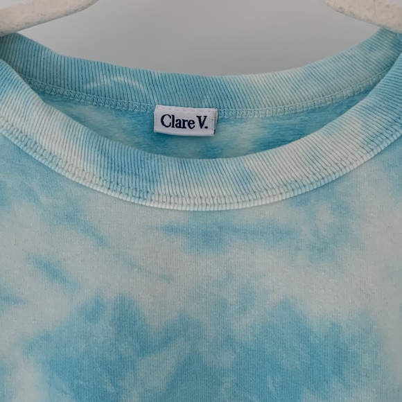CLARE V. Puff Sleeve Sweatshirt - Light Blue Tie Dye - Picture 5 of 13